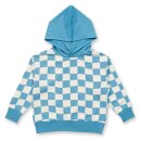 LIAM Hooded Sweater AOP Check Dusty Blue