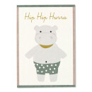 Postkarte Nilpferd "Hip Hip Hurra"